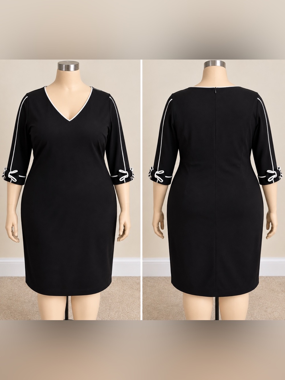 Calvin Klein Black White Trim Sheath Dress Women’s 22W Plus Size NWT